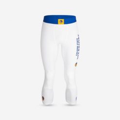 Legginsy 3/4 do koszykówki unisex NBA Tarmak 500 Golden State Warriors. Białe legginsy sportowe męskie TARMAK, l, bez wzorów, z materiału, na fitness i siłownię. Za 59.99 zł.