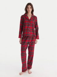 Hunkemöller Piżama 302782 Czerwony Regular Fit. Czerwone piżamy damskie Hunkemöller, s, bez wzorów, z bawełny, bez ramiączek. Za 209.99 zł.