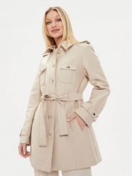 Morgan Trencz 231-GOLIAM Beżowy Regular Fit. Brązowe płaszcze damskie Morgan, bez wzorów, z bawełny, bez kaptura. Za 409.99 zł.