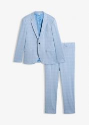 Garnitur 2-częściowy z komfortowego materiału ze stretchem, modern fit. Niebieskie marynarki męskie bonprix, bez wzorów, eleganckie. Za 549.99 zł.