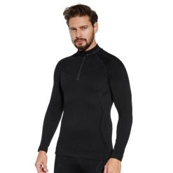 Bluza męska z krótkim ekspresem wełniana Brubeck EXTREME MERINO. Czarne bluzy męskie Brubeck, na zimę, m, bez wzorów, z wełny, bez kaptura. Za 462.49 zł.