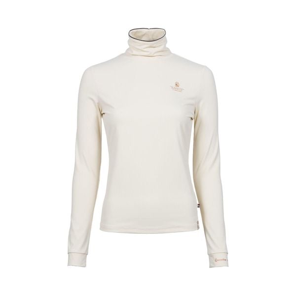 Damski sweter z golfem Cavallo Cavallivy. Białe swetry damskie CAVALLO, bez wzorów, prążkowane, bez kołnierzyka, bez ramiączek, bez kaptura. Za 231.90 zł.
