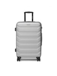 GINO ROSSI Walizka średnia CEO-GIN-M-003-05-SILVER Srebrny. Szare torebki do ręki damskie Gino Rossi, bez wzorów, z tworzywa sztucznego, średnie, bez dodatków. Za 279.99 zł.