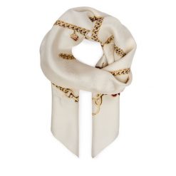 Chusta jedwabna Coach. Białe szaliki i chusty damskie Coach, bez wzorów, z jedwabiu. Za 399.99 zł.