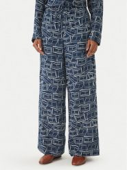 Tommy Hilfiger Spodnie materiałowe WW0WW48970 Granatowy Wide Leg. Niebieskie spodnie materiałowe damskie Tommy Hilfiger, xl, bez wzorów, ze lnu. Za 489.99 zł.