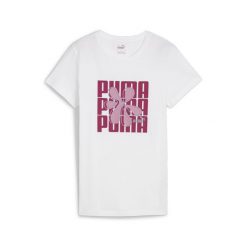 Damska koszulka GRAPHICS PUMA White. Białe koszulki sportowe damskie Puma, l, bez wzorów, z bawełny, bez kołnierzyka, bez ramiączek, na fitness i siłownię. Za 67.99 zł.