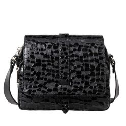 Torebka damska z efektem kropli Canaletto srebrne wykończenia TD690s258. Czarne torebki do ręki damskie bez wzorów, bez dodatków. Za 399.00 zł.