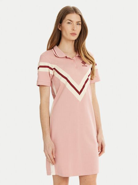 Guess Sukienka codzienna V5RK00 KCOK1 Różowy Regular Fit. Czerwone sukienki damskie Guess, na co dzień, s, z aplikacjami, z bawełny, bez kołnierzyka, bez ramiączek, proste. Za 179.99 zł.
