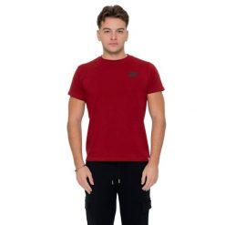 Koszulka oddychający oddychający z bawełna na trening. Czerwone buty sportowe męskie LEONE 1947 APPAREL, bez wzorów, z bawełny, bez kołnierzyka, bez ramiączek, na fitness i siłownię. W wyprzedaży za 73.68 zł.