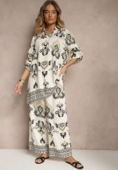 Beżowo-Czarny Komplet z Wiskozą Szerokie Spodnie i Bluzka w Stylu Boho Rinadora. Brązowe bluzki damskie Renee, m, bez wzorów, z wiskozy, boho, bez kołnierzyka, bez ramiączek. Za 89.99 zł.