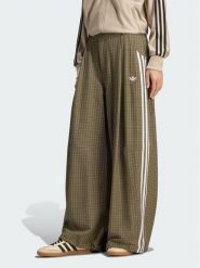 Adidas Spodnie materiałowe Checks LE8308 Khaki Wide Leg. Brązowe spodnie materiałowe damskie Adidas, xl, bez wzorów, z materiału. Za 369.99 zł.