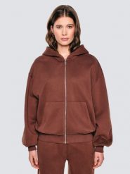 Bluza damska rozpinana z kapturem brązowa Marta 804. Brązowe bluzy damskie Big Star, l, bez wzorów, z dzianiny, z kapturem. Za 249.99 zł.