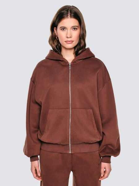 Bluza damska rozpinana z kapturem brązowa Marta 804. Brązowe bluzy damskie Big Star, l, bez wzorów, z dzianiny, z kapturem. Za 249.99 zł.