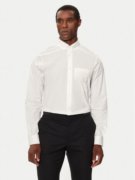 Armani Exchange Koszula 6DZC21 ZN2VZ 1116 Écru Slim Fit. Koszule męskie Armani Exchange, m, bez wzorów, z bawełny, bez kołnierzyka, bez ramiączek. Za 349.99 zł.