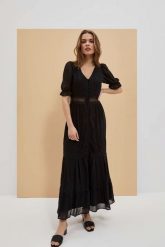 Sukienka maxi boho z koronką czarna. Czarne sukienki damskie MOODO, xs, bez wzorów, z koronki, boho, bez kołnierzyka, bez ramiączek, maxi. W wyprzedaży za 99.99 zł.