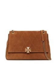 Tory Burch Torebka Charlie Quilted Suede Shoulder Bag 183357 Brązowy. Brązowe torebki do ręki damskie Tory Burch, bez wzorów, ze skóry, bez dodatków. Za 3,334.00 zł.