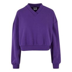Bluza damska v-neck Urban Classics. Fioletowe bluzy damskie Urban Classics, bez wzorów, bez kaptura. Za 128.55 zł.