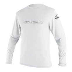 Koszulka do sportów wodnych ONEILL Basic Skins długi rękaw. Białe koszulki sportowe męskie O'Neill, l, bez wzorów, z poliesteru, bez kołnierzyka, bez ramiączek, żeglarskie. Za 158.50 zł.