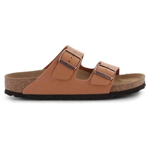 Klapki damskie Birkenstock Arizona BS. Brązowe klapki damskie Birkenstock, bez wzorów, z materiału, bez obcasa. Za 464.25 zł.