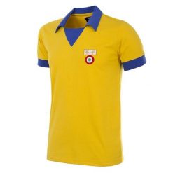 Koszulka retro piłkarska dla dorosłych - Juventus FC 1983-84 Coppa UEFA - Żółta. Żółte koszulki sportowe męskie COPA FOOTBALL, bez wzorów, bez kołnierzyka, bez ramiączek, do piłki nożnej. Za 298.21 zł.
