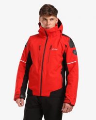 Męska kurtka narciarska Kilpi TURNAU-M. Czerwone kurtki snowboardowe męskie Kilpi, m, bez wzorów, z materiału, długie, z kapturem, narciarskie. Za 844.50 zł.
