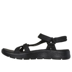 Sandały damskie Skechers Go Walk Flex Sublime. Czarne obuwie sportowe damskie Skechers, bez wzorów, z materiału, bez obcasa, bez zapięcia. Za 229.99 zł.