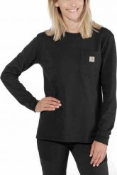 Carhartt Koszulka Carhartt WK126 Workwear Pocket L/S Black. Czarne t-shirty damskie Carhartt, l, bez wzorów, bez kołnierzyka. Za 120.15 zł.