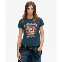 Koszulka z kryształkami do tatuażu. Czarne koszulki sportowe damskie Superdry., bez wzorów, bez kołnierzyka, bez ramiączek. W wyprzedaży za 209.30 zł.