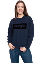 BLUZA WRANGLER HIGH RIB RETRO SWEAT NAVY W6N0HA114 112130760. Niebieskie bluzy damskie Wrangler, s, bez wzorów, bez kaptura. W wyprzedaży za 69.99 zł.