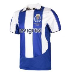 FC Porto retro koszulka piłkarska z finału Ligi Mistrzów 2004. Niebieskie koszulki sportowe męskie COPA FOOTBALL, bez wzorów, bez kołnierzyka, bez ramiączek, do piłki nożnej. Za 338.88 zł.