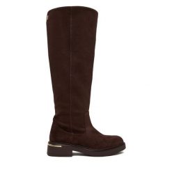 Kozaki Nine West. Brązowe kozaki damskie Nine West, bez obcasa, na płaskiej podeszwie. Za 299.99 zł.