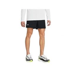 Spodenki do biegania męskie Under Armour Launch 5". Czarne krótkie spodenki sportowe męskie Under Armour, m, bez wzorów, z poliesteru, do biegania. Za 99.99 zł.