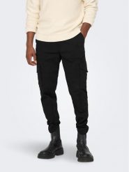 Only & Sons Spodnie materiałowe 22025431 Czarny Tapered Fit. Czarne spodnie materiałowe męskie Only & Sons, m, bez wzorów, z bawełny. Za 219.99 zł.