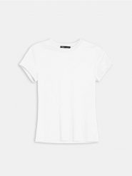 Gładka koszulka basic - biały. Białe t-shirty damskie Sinsay, l, bez wzorów, bez kołnierzyka. Za 19.99 zł.