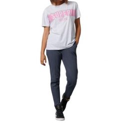 Koszulka sportowa damska Superdry Sdry Panel. Szare koszulki sportowe damskie Superdry., l, bez wzorów, z bawełny, bez kołnierzyka, bez ramiączek. Za 78.49 zł.