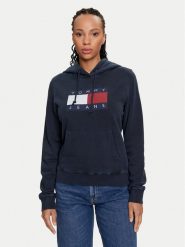 Tommy Jeans Bluza Flag DW0DW18654 Granatowy Regular Fit. Niebieskie bluzy damskie Tommy Jeans, xxs, bez wzorów, z bawełny, bez kaptura. Za 359.99 zł.