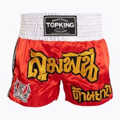Spodenki treningowe Top King Thai Boxing. Czerwone krótkie spodenki sportowe męskie TOP KING, m, bez wzorów, z materiału, na fitness i siłownię. Za 239.99 zł.