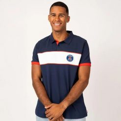 PSG polo męskie. Niebieskie koszulki polo męskie PARIS SAINT GERMAIN, m, bez wzorów, sportowe, bez ramiączek. Za 214.99 zł.