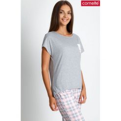 Piżama w pastelową kratę QUIOSQUE. Czerwone piżamy damskie QUIOSQUE, w kratkę, z bawełny, z długim rękawem. Za 99.99 zł.