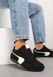 Czarne Sneakersy w Stylu Kultowych Tenisówek Virritia. Czarne obuwie sportowe damskie Born2be, z aplikacjami, z jeansu, tenisowe. Za 74.99 zł.