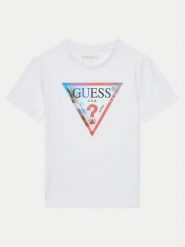 Guess T-Shirt L5GI26 K8HM4 Biały Regular Fit. Białe t-shirty dla chłopców Guess, z aplikacjami, z bawełny, bez ramiączek. Za 59.99 zł.