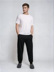 Bawełniane spodnie piżamowe - czarny. Czarne piżamy męskie Sinsay, l, bez wzorów, z bawełny. Za 25.99 zł.