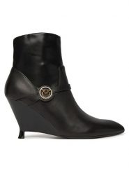 PINKO Botki Gwen 04 SD0639P095 Czarny. Czarne botki damskie Pinko, ze skóry, bez obcasa, na koturnie, bez zapięcia. Za 1,399.00 zł.