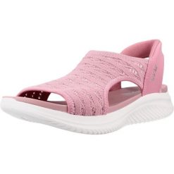 Sandały SKECHERS 119805S Rose. Czerwone sandały damskie Skechers, bez wzorów, z tkaniny, bez obcasa, bez zapięcia. Za 297.99 zł.