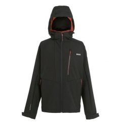 Kurtka turystyczna Regatta Hewitts X. Czarne kurtki męskie Regatta, m, bez wzorów, z materiału, z kapturem. Za 219.99 zł.