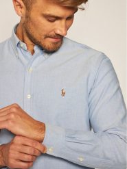 Polo Ralph Lauren Koszula Cupdppcs 710792041002 Błękitny Custom Fit. Niebieskie koszule męskie Polo Ralph Lauren, m, bez wzorów, z bawełny, bez kołnierzyka, bez ramiączek. Za 499.99 zł.