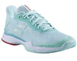 Buty tenisowe damskie Babolat Jet Tere Clay. Białe obuwie sportowe damskie BABOLAT, bez wzorów, z materiału, tenisowe. Za 349.00 zł.
