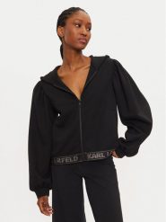 KARL LAGERFELD Bluza 246W1803 Czarny Loose Fit. Czarne bluzy damskie KARL LAGERFELD, xs, bez wzorów, z wiskozy, bez kaptura. Za 509.99 zł.