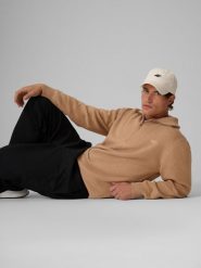 4F Sweter regular z wełną męski - beżowy XL. Brązowe bluzy męskie 4f, l, bez wzorów, z jeansu, bez kaptura. Za 269.99 zł.