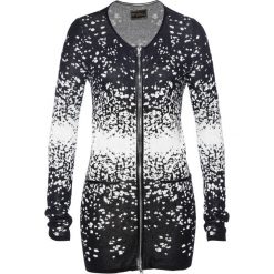 Długi sweter rozpinany z dzianiny żakardowej bonprix czarno-kremowy. Czarne kardigany damskie bonprix, z dzianiny. Za 59.99 zł.